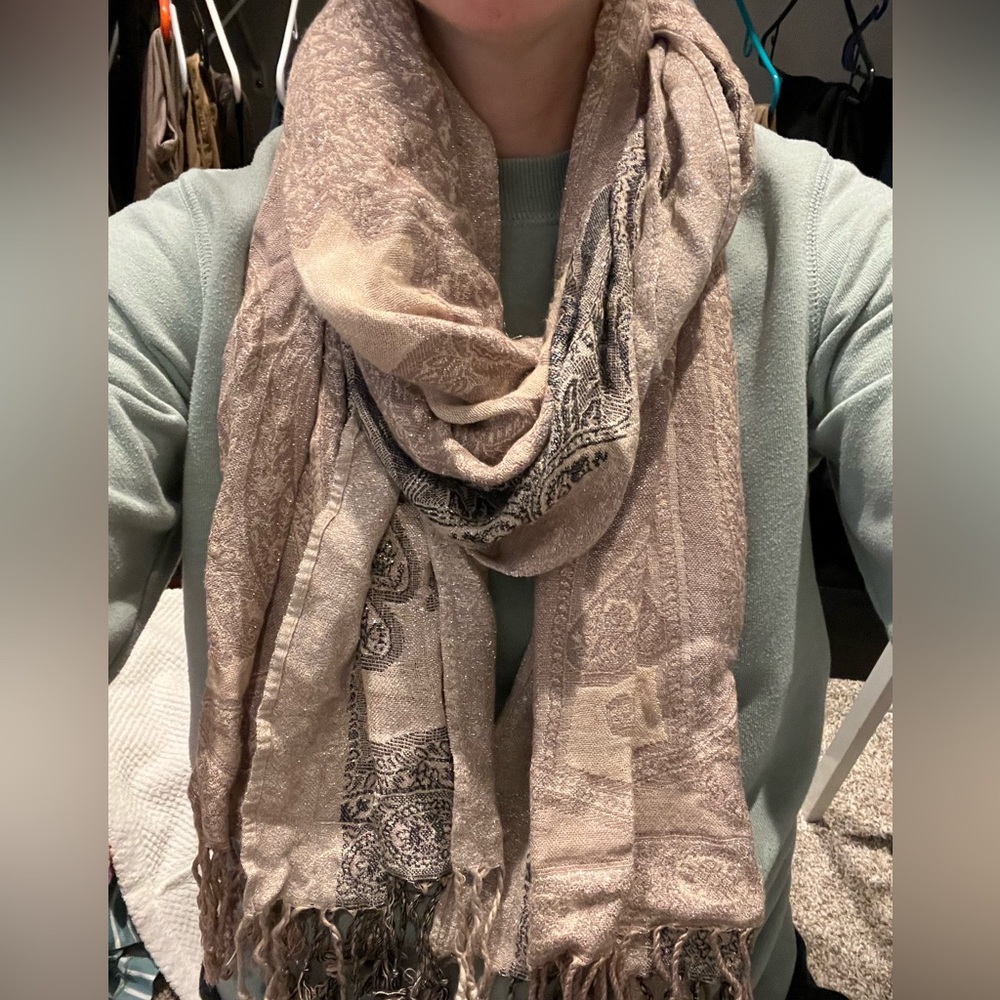 Gray, Gold and Black Shimmery Scarf